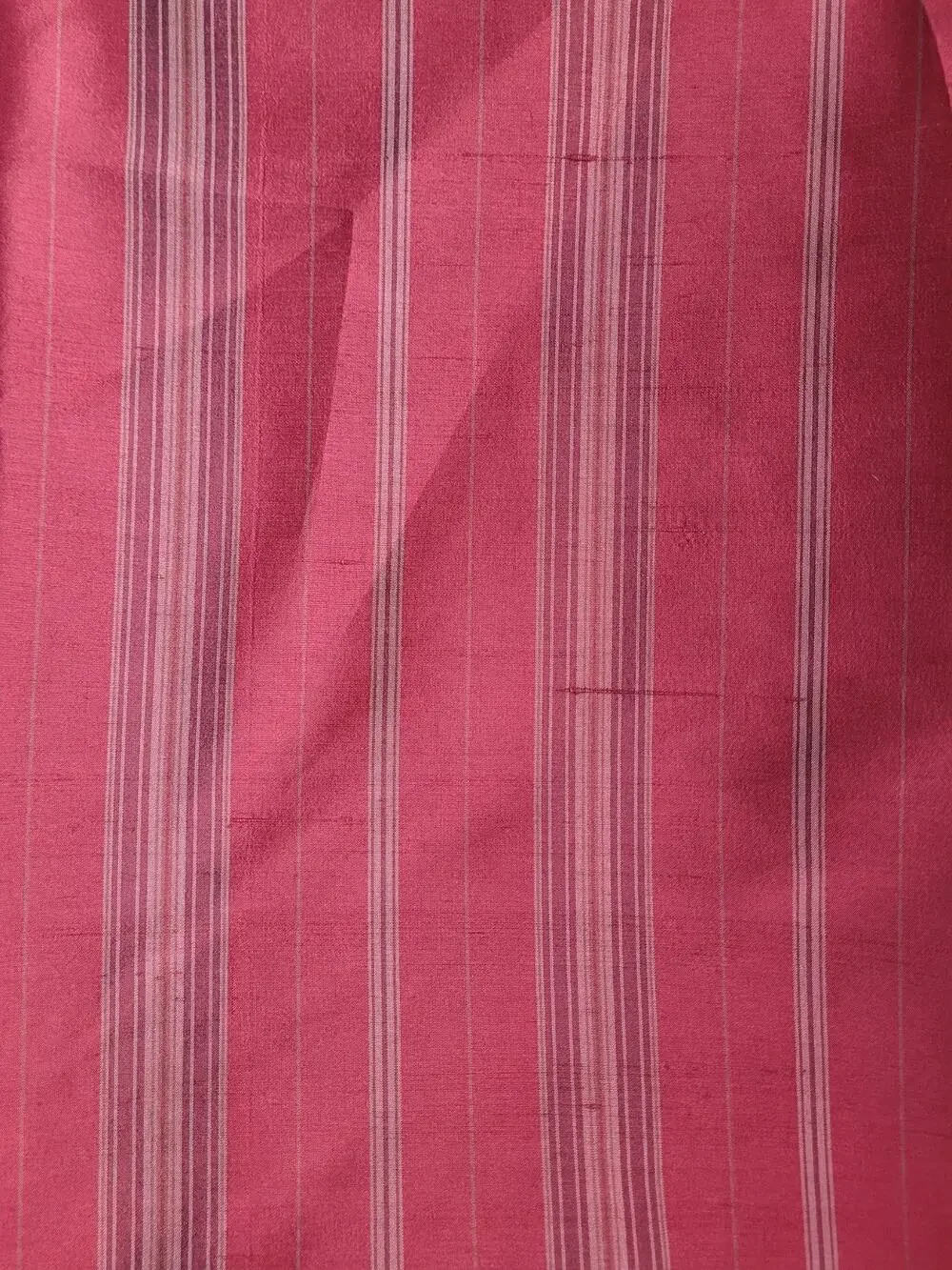 Pottery Barn Striped Red/Beige100% Silk Curtain Panel 50x84 Vintage